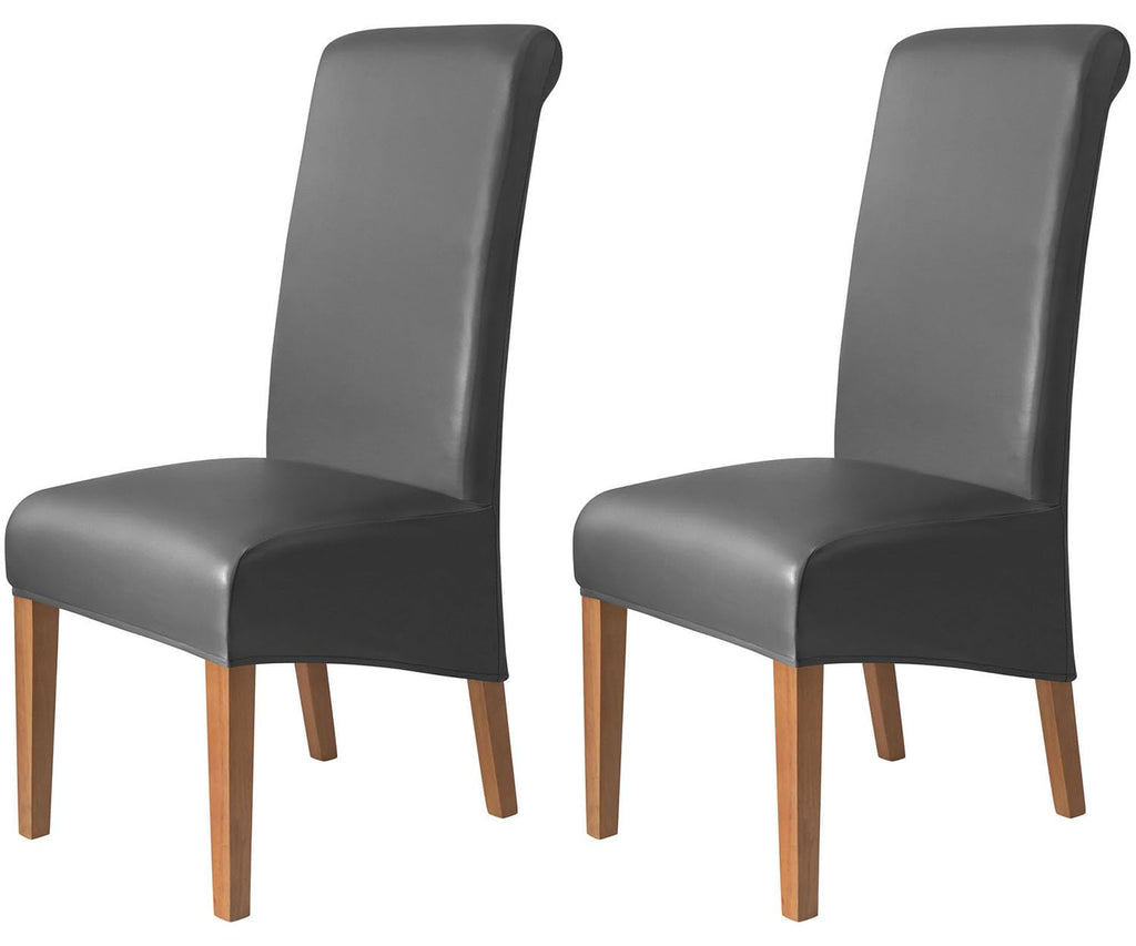 Waterproof PU Leather High Back Dining Chair Covers Set of 2 W797182