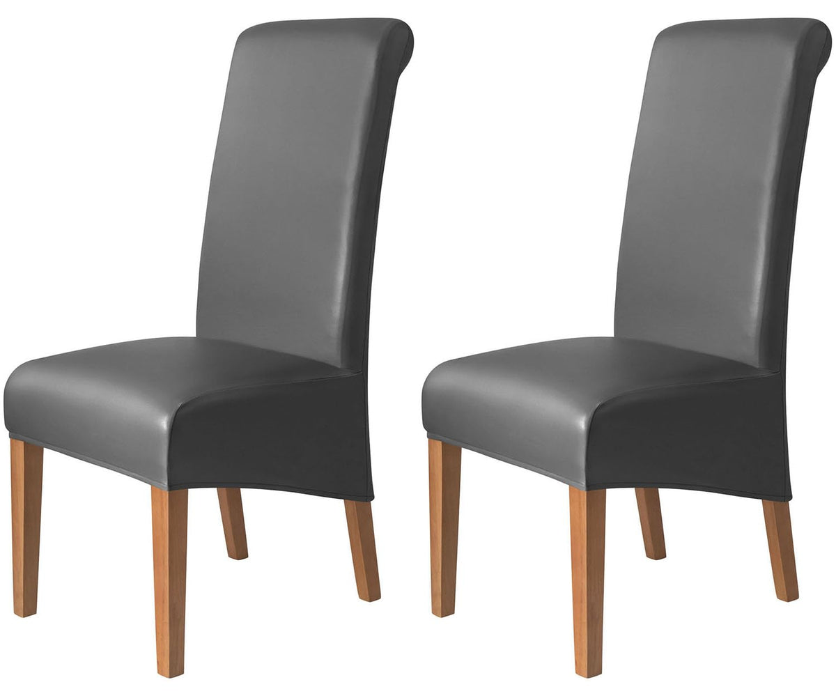 Waterproof PU Leather High Back Dining Chair Covers Set of 2 W797182