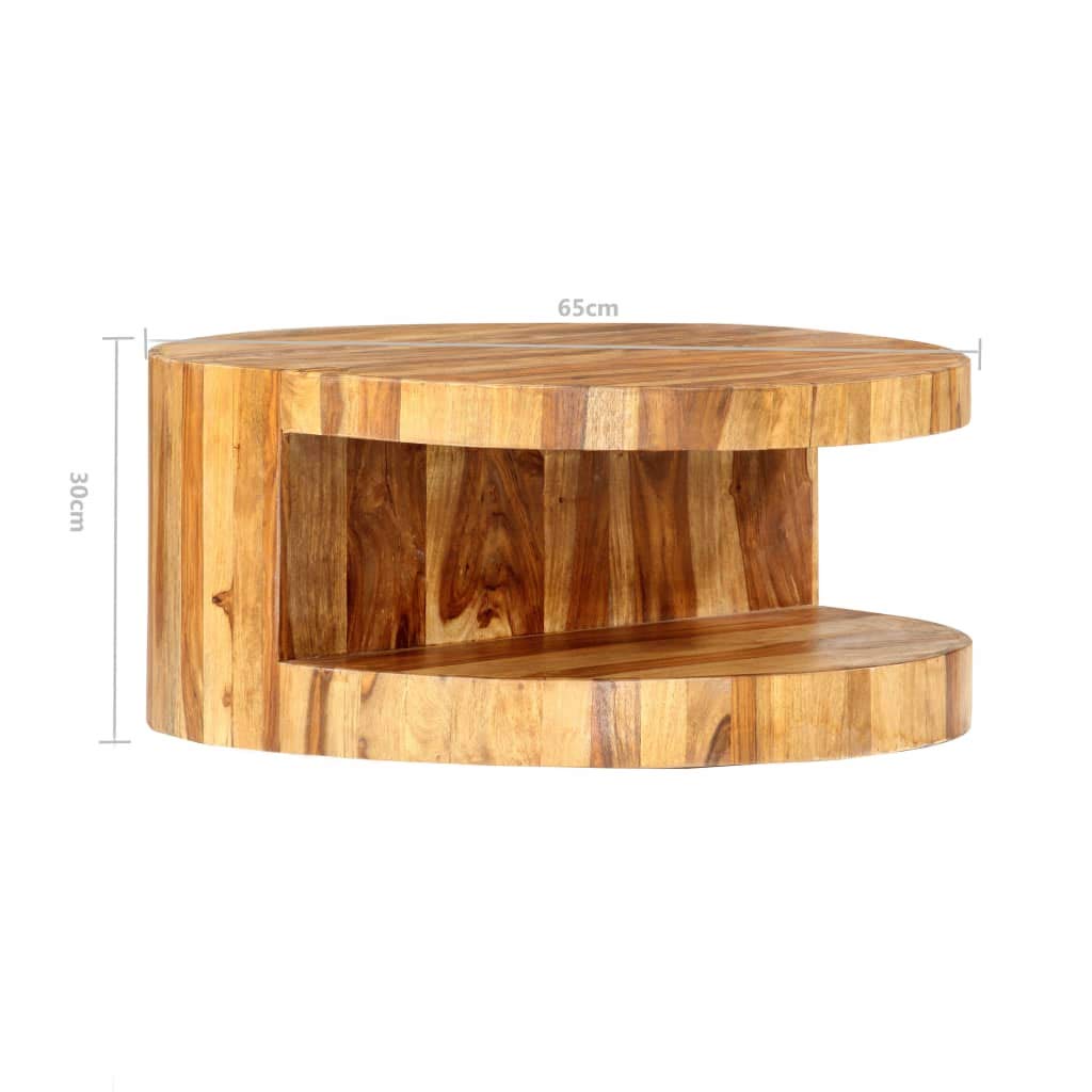 Sheesham Wood Round Coffee Table with Storage Shelf R600