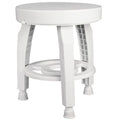 White Swivel Shower Stool Seat with Storage Shelf D582
