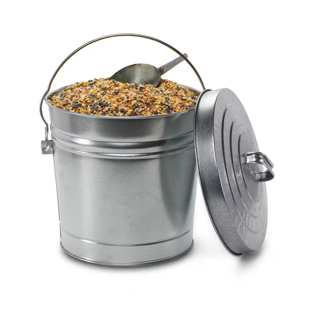 6 Gallon Galvanized Steel Round Trash Can with Locking Lid W337733