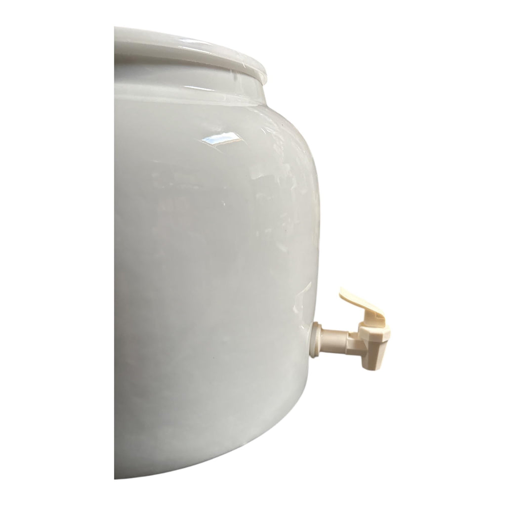 Porcelain Ceramic Water Dispenser with Faucet, Fits 3 to 5 Gallon Jugs, White L406