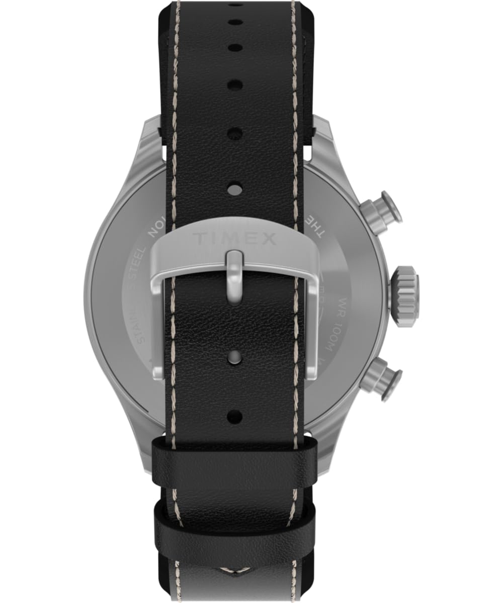 41 mm Quartz Watch Brown Leather Strap Black Dial Stainless Steel Case V662863