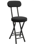 Black Cushioned Folding Stool with Backrest E27522