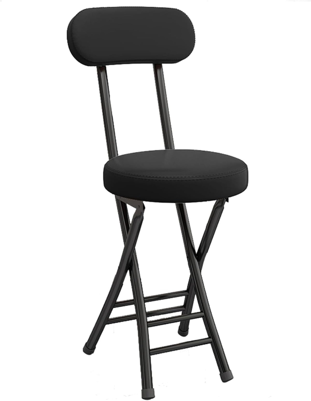 Black Cushioned Folding Stool with Backrest E27522