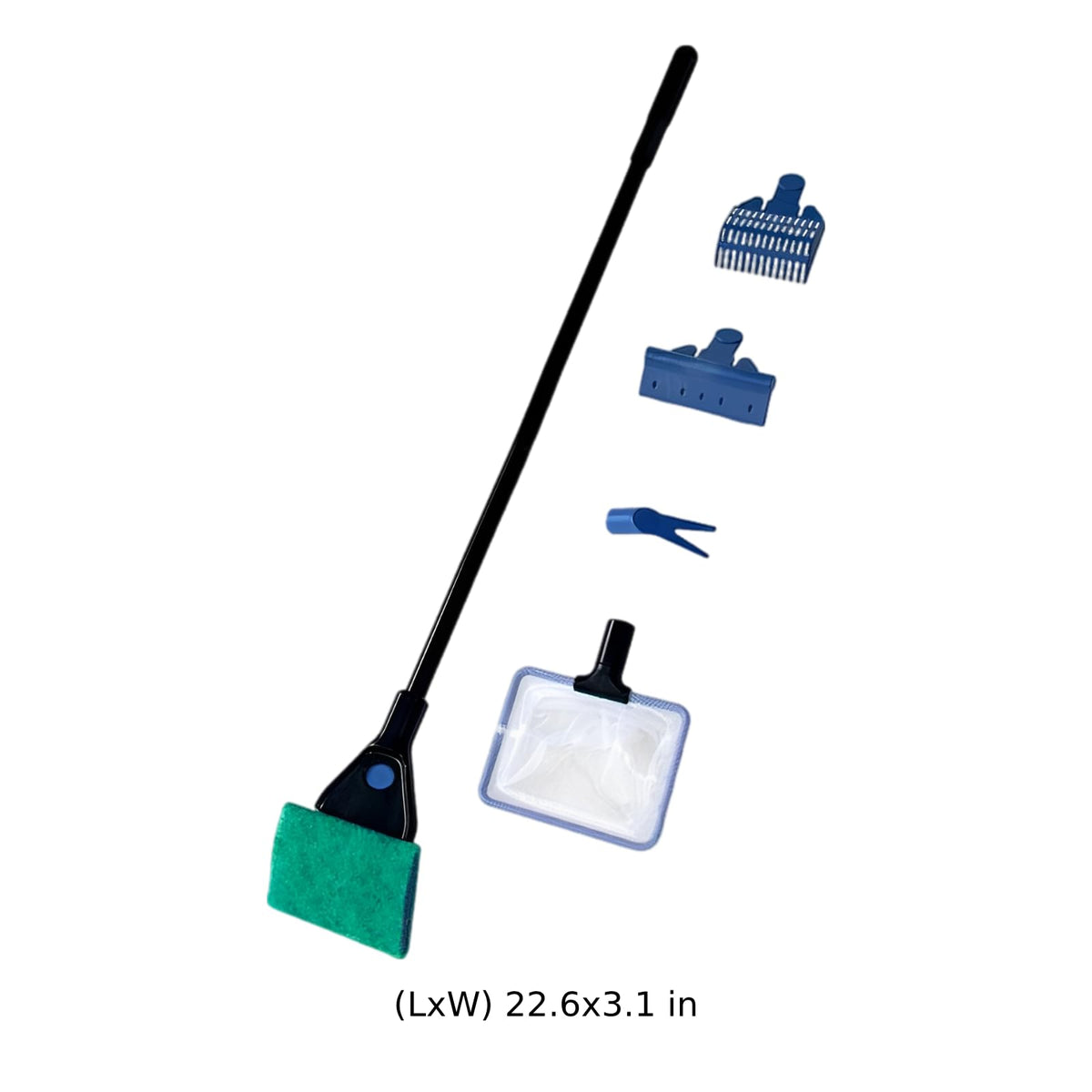 5-in-1 Aquarium Cleaning Kit with Algae Scraper Gravel Rake Fish Net Plant Clamp Brush I168589