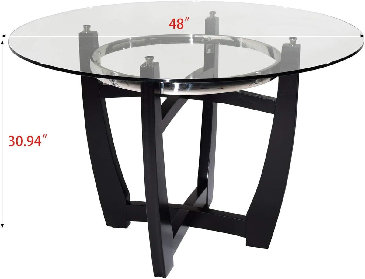 48" Glass Dining Table Set with 4 PU Leather Chairs T834886