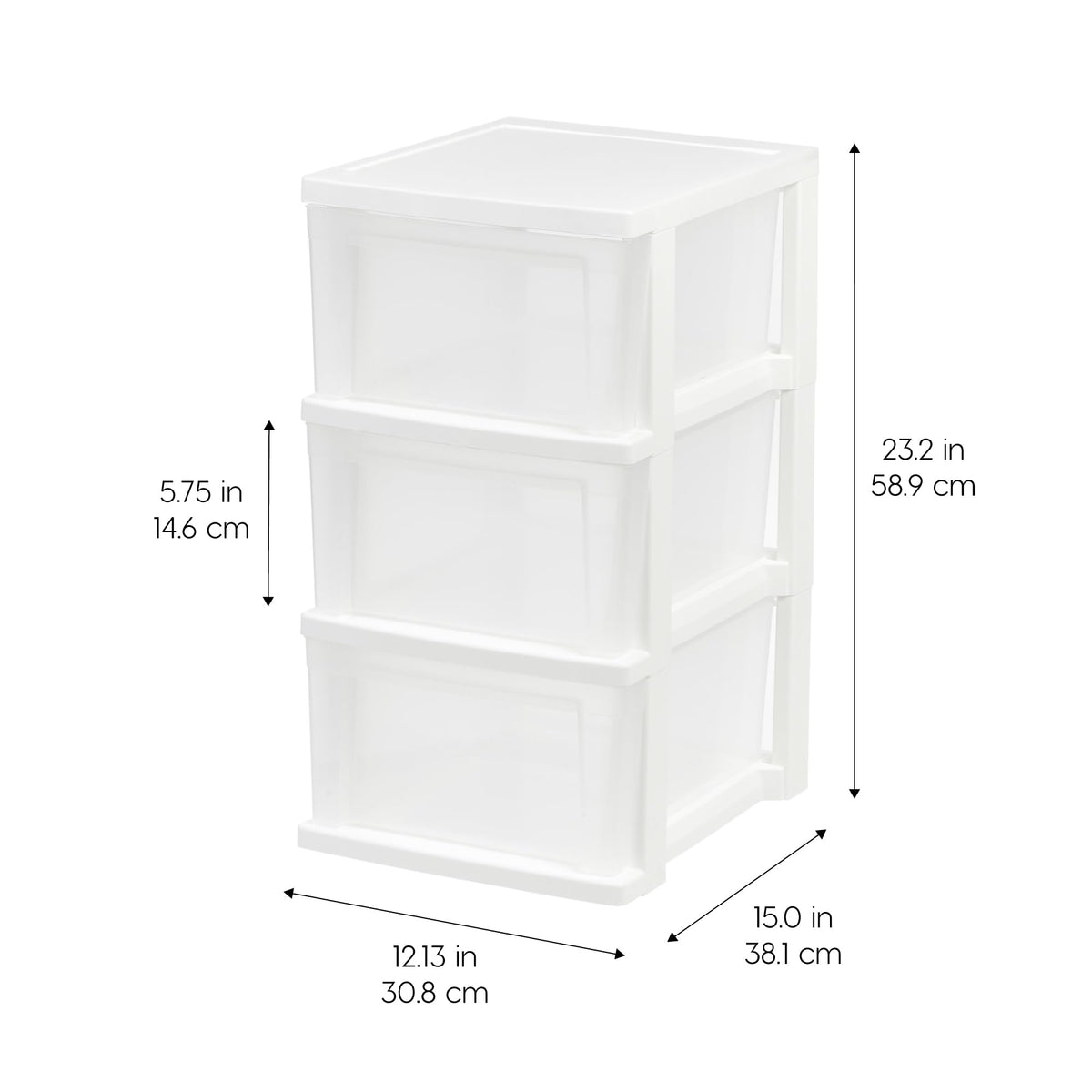 3 Drawer Slim Narrow Storage Organizer 2-Pack White Clear I39247