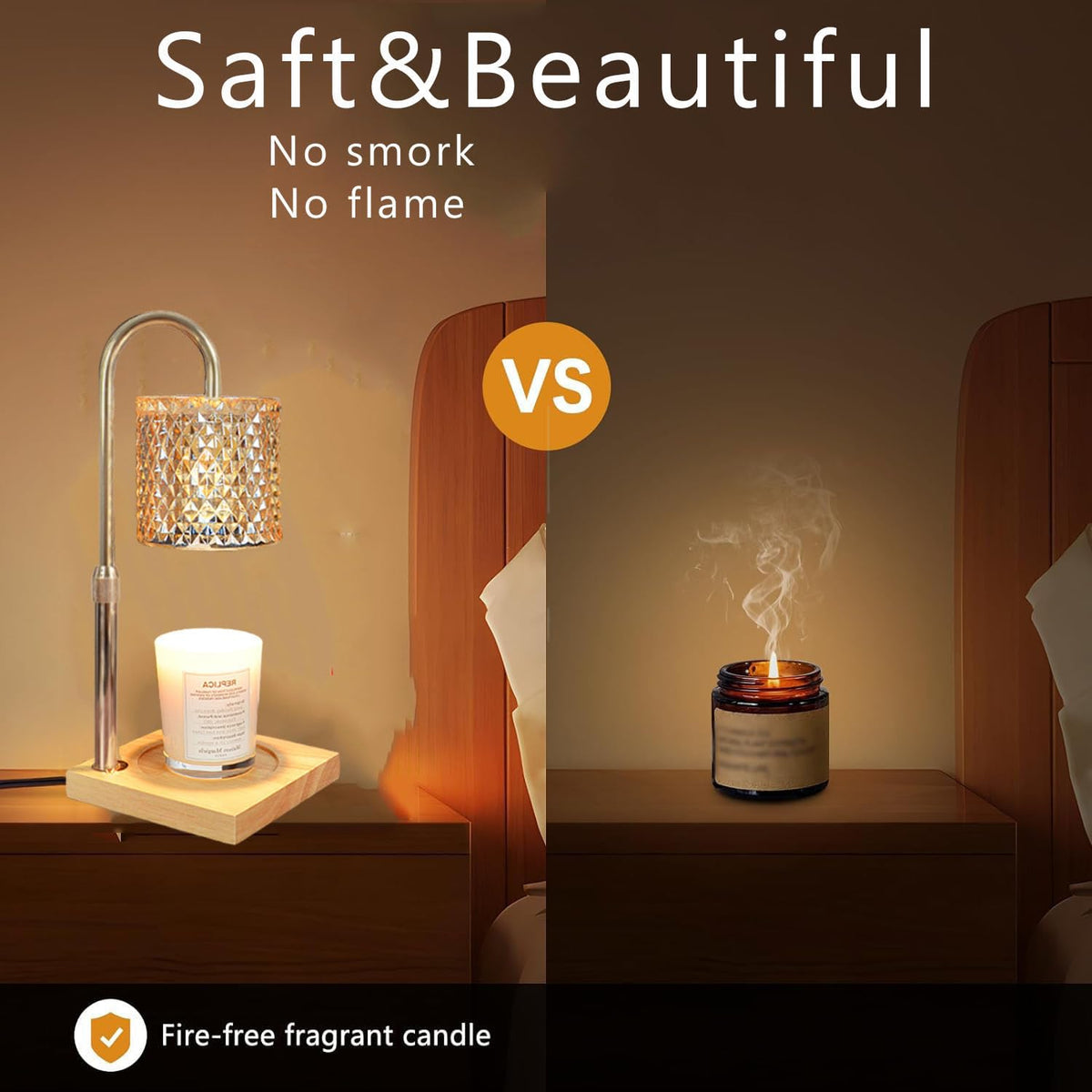 Flameless Candle Warmer Lamp with Timer, Dimmer, and Adjustable Height W670437