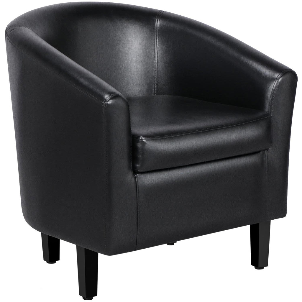 Black Faux Leather Barrel Accent Chairs D301916