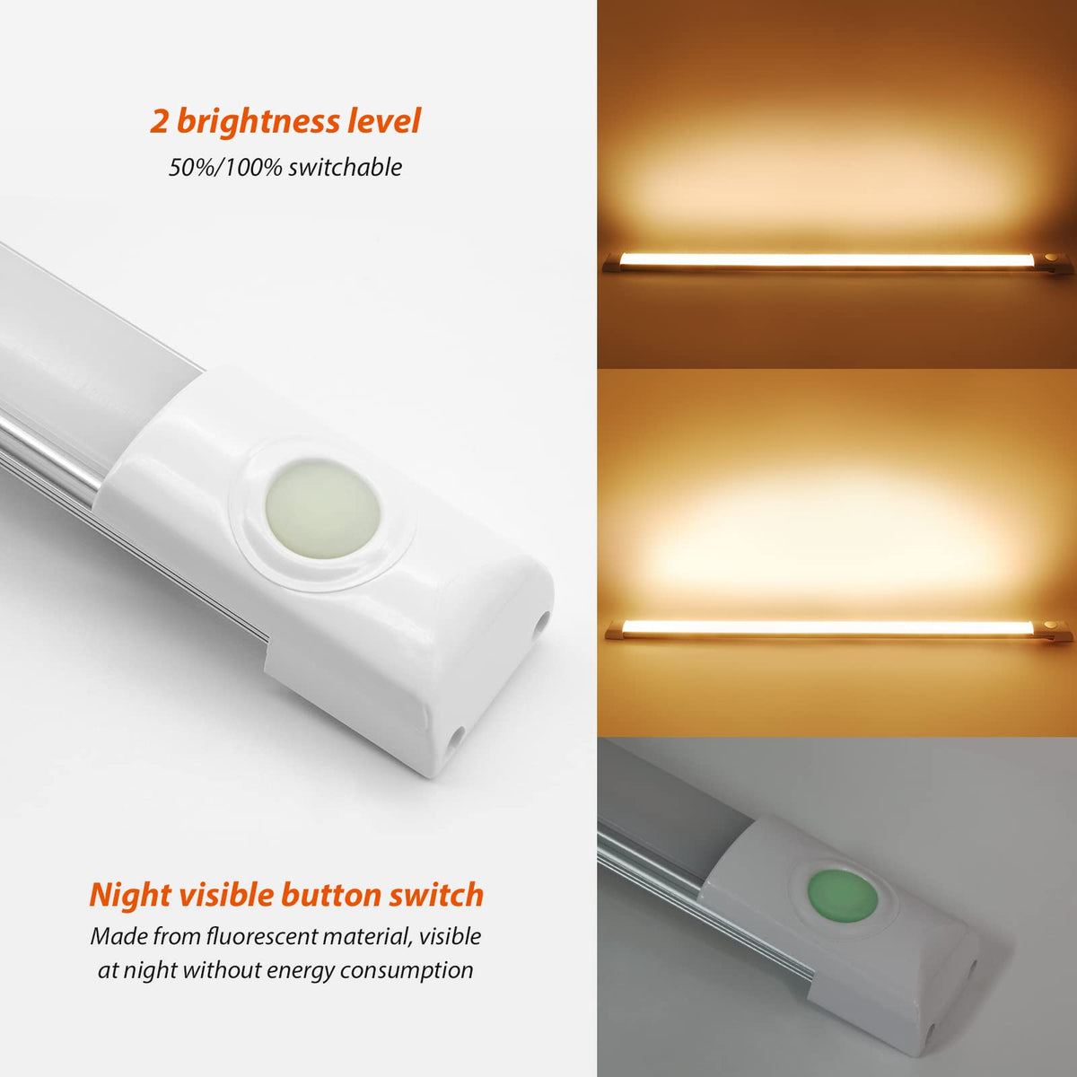 12volt DC LED Under Cabinet Strip Light, Warm White, with Switch, 23.6 inch C3815