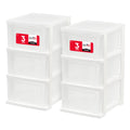 3 Drawer Slim Narrow Storage Organizer 2-Pack White Clear I39247