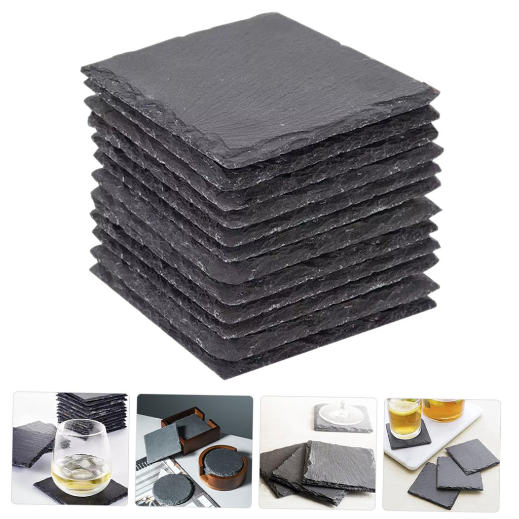 12pcs Natural Stone Coasters Non-Slip Drink Set J3479