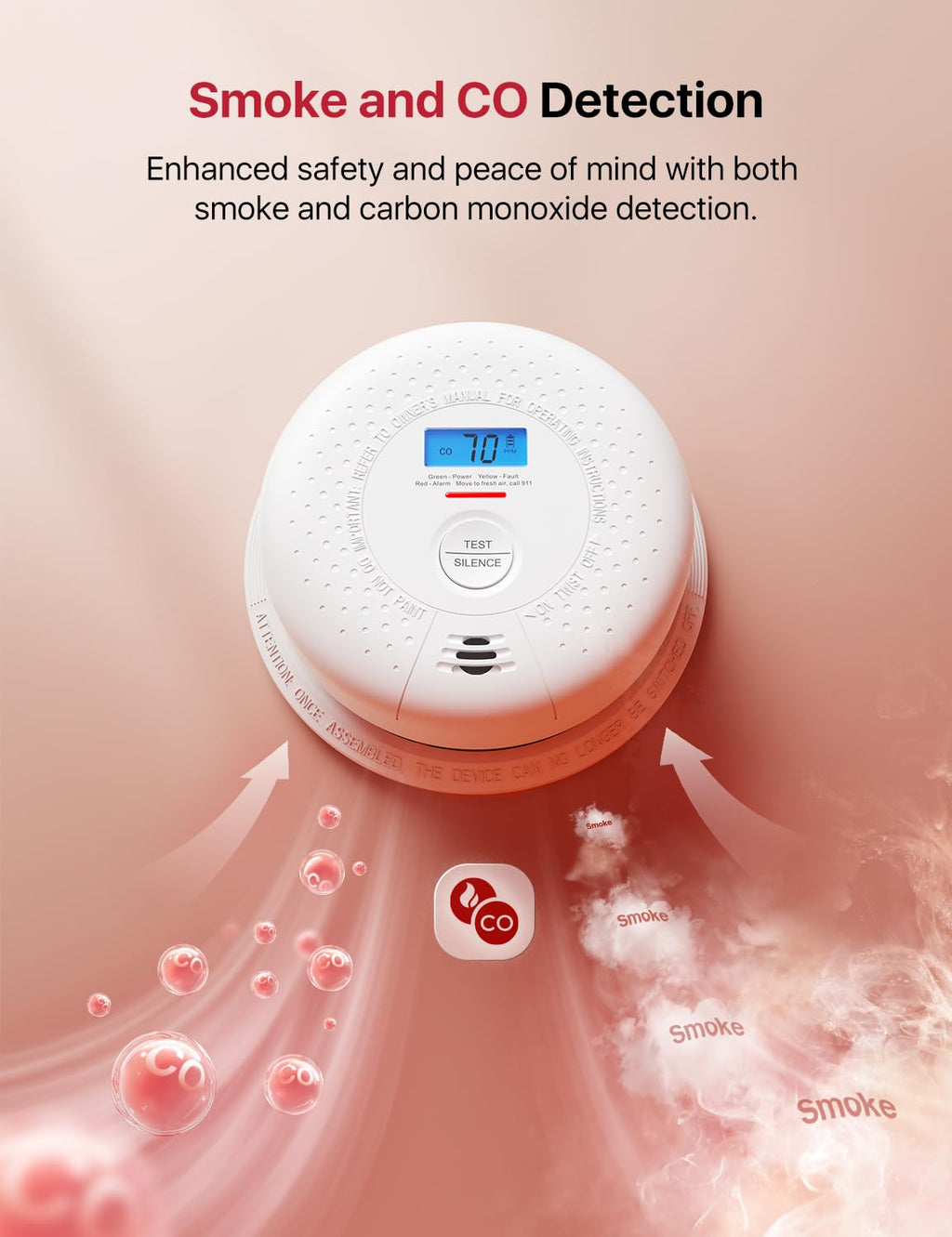 Wireless Interconnected Smoke and Carbon Monoxide Alarm 1-Pack and 3-Pack Q742