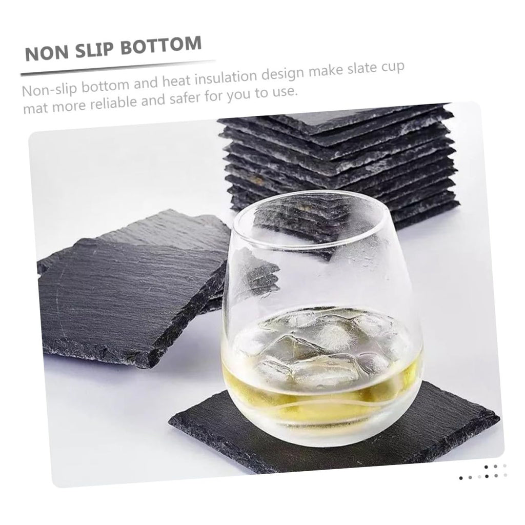 12pcs Natural Stone Coasters Non-Slip Drink Set J3479