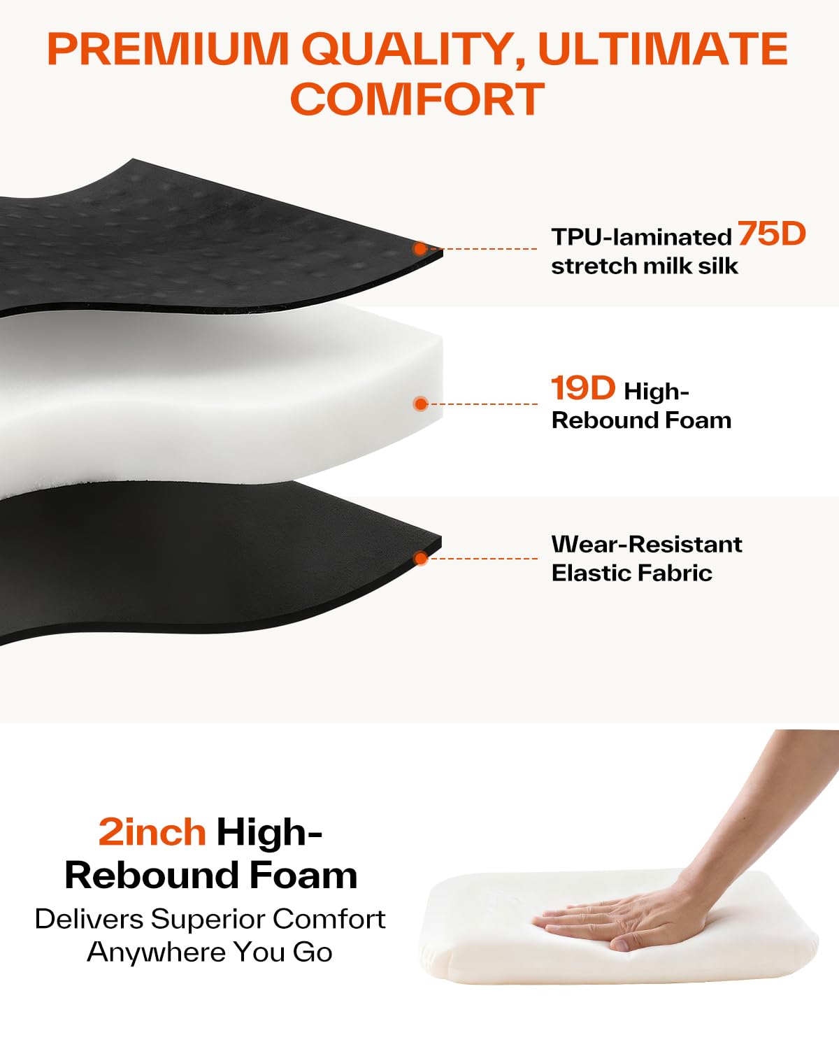 Inflatable Self-Inflating 2" High Rebound Foam Seat Cushion, 2 Pack X213587