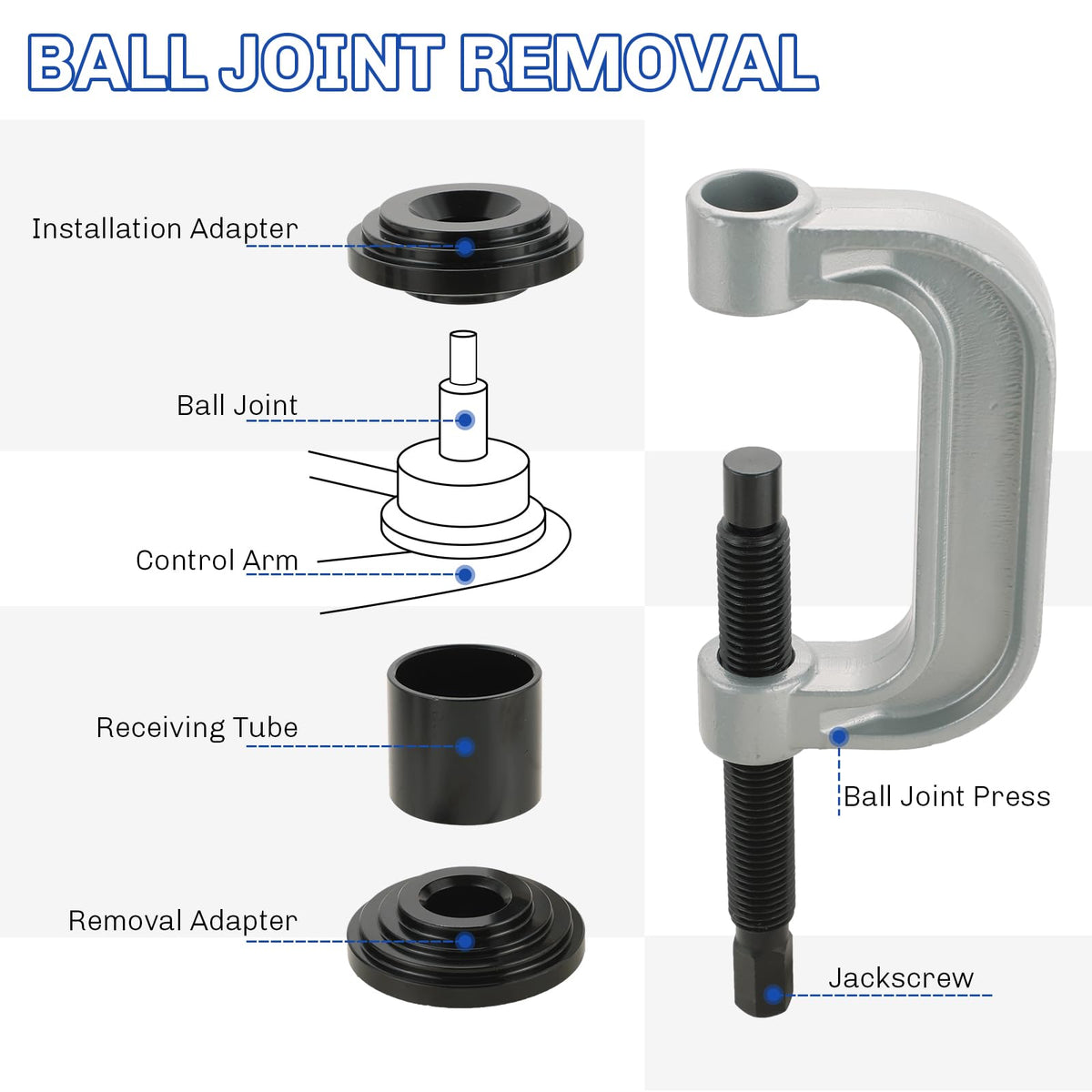 Heavy Duty Ball Joint Press and U Joint Removal Tool Kit & 1/2-Inch Drive Impact Socket Set A162