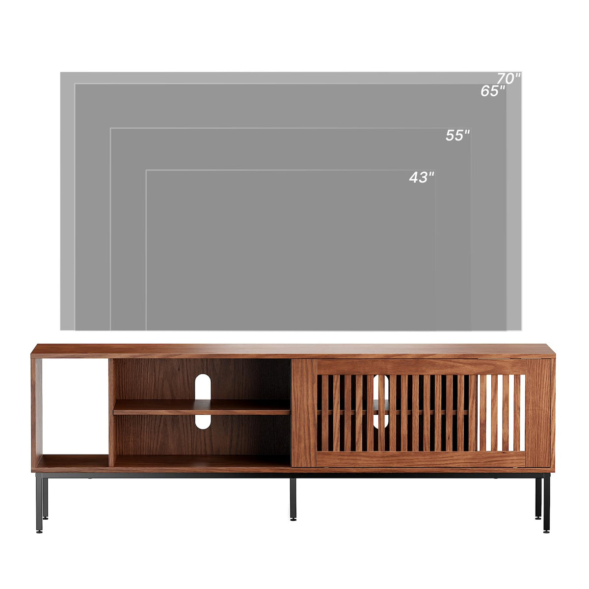 Farmhouse TV Stand for 65-70 Inch TVs with Sliding Barn Door C588