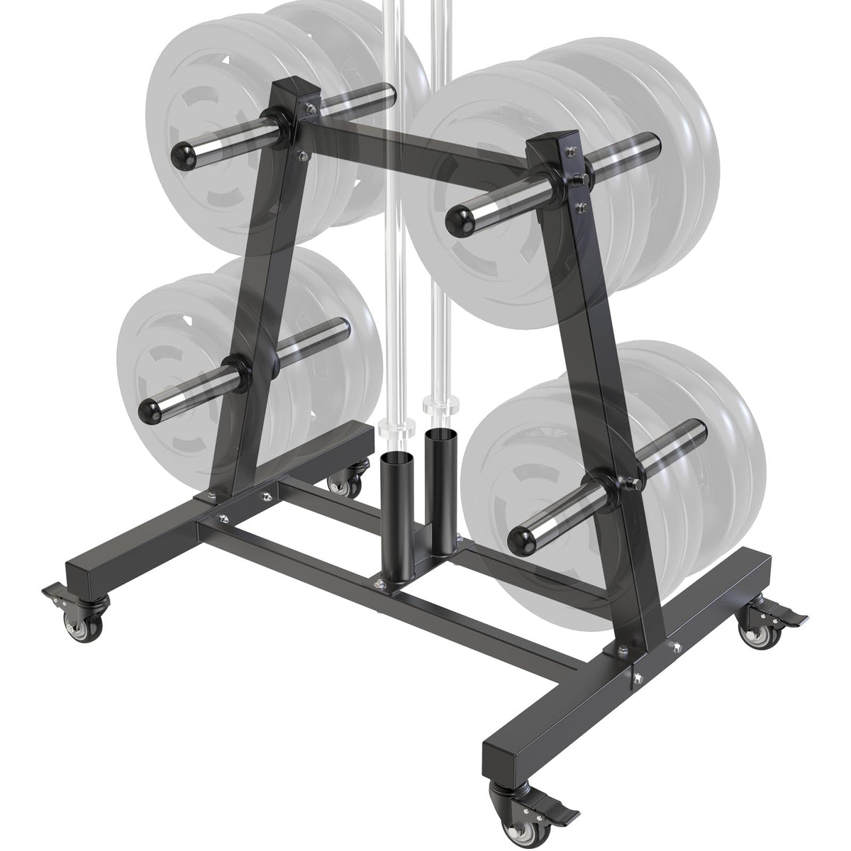 2" Olympic Weight Plate Tree Rack and Barbell Holders F721