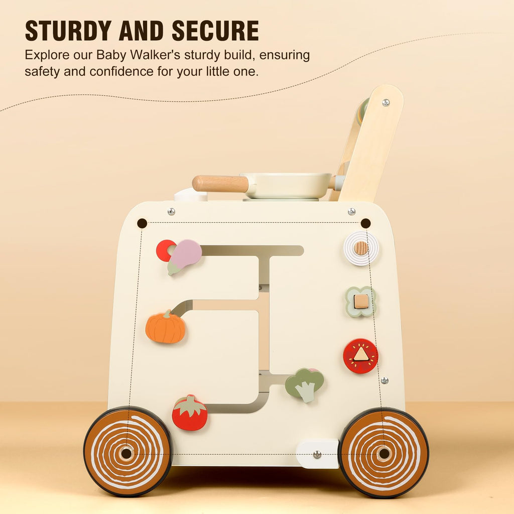 Wooden Baby Push Walker with Pretend Kitchen V815