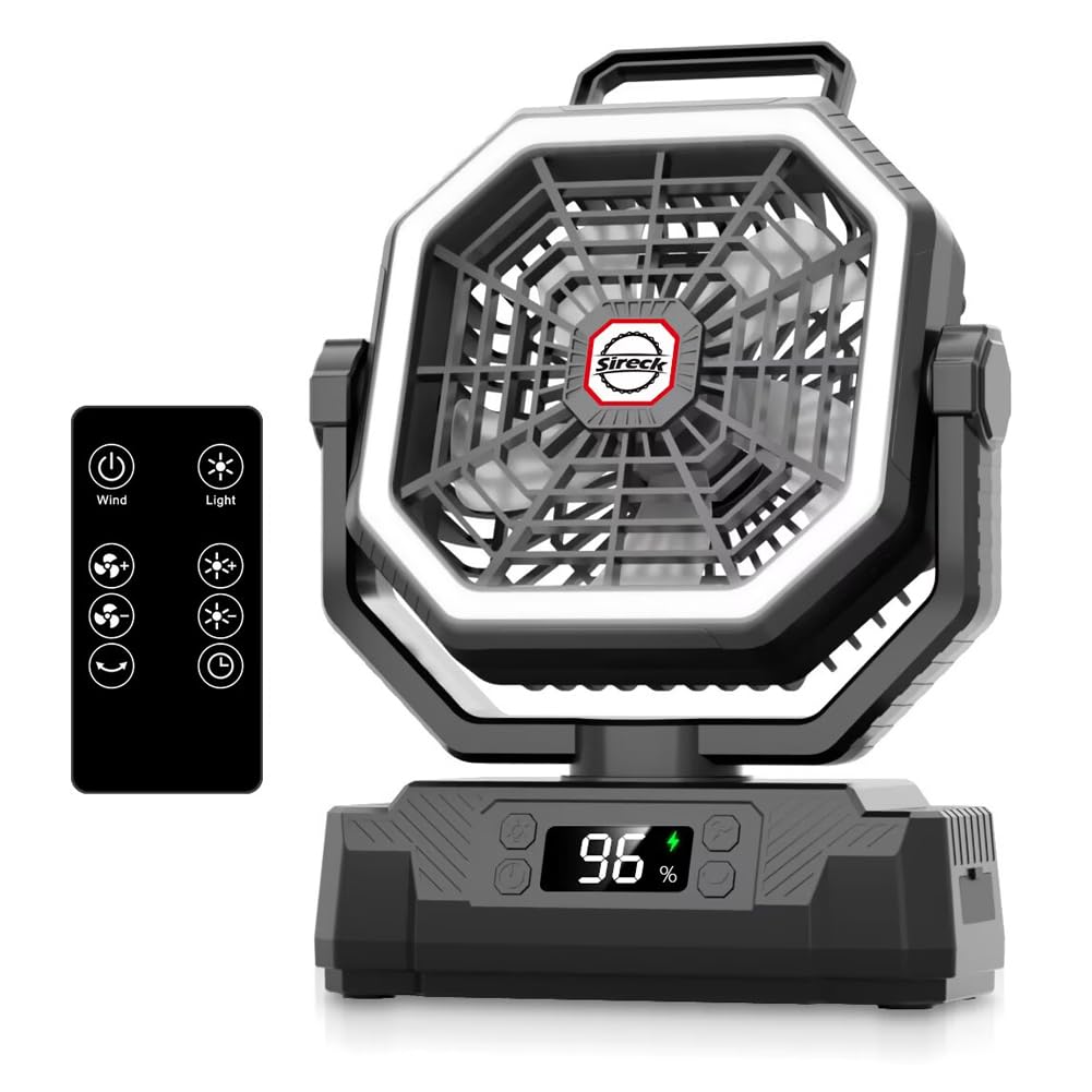 Black 10-Inch 40000mAh Portable Camping Fan K6643