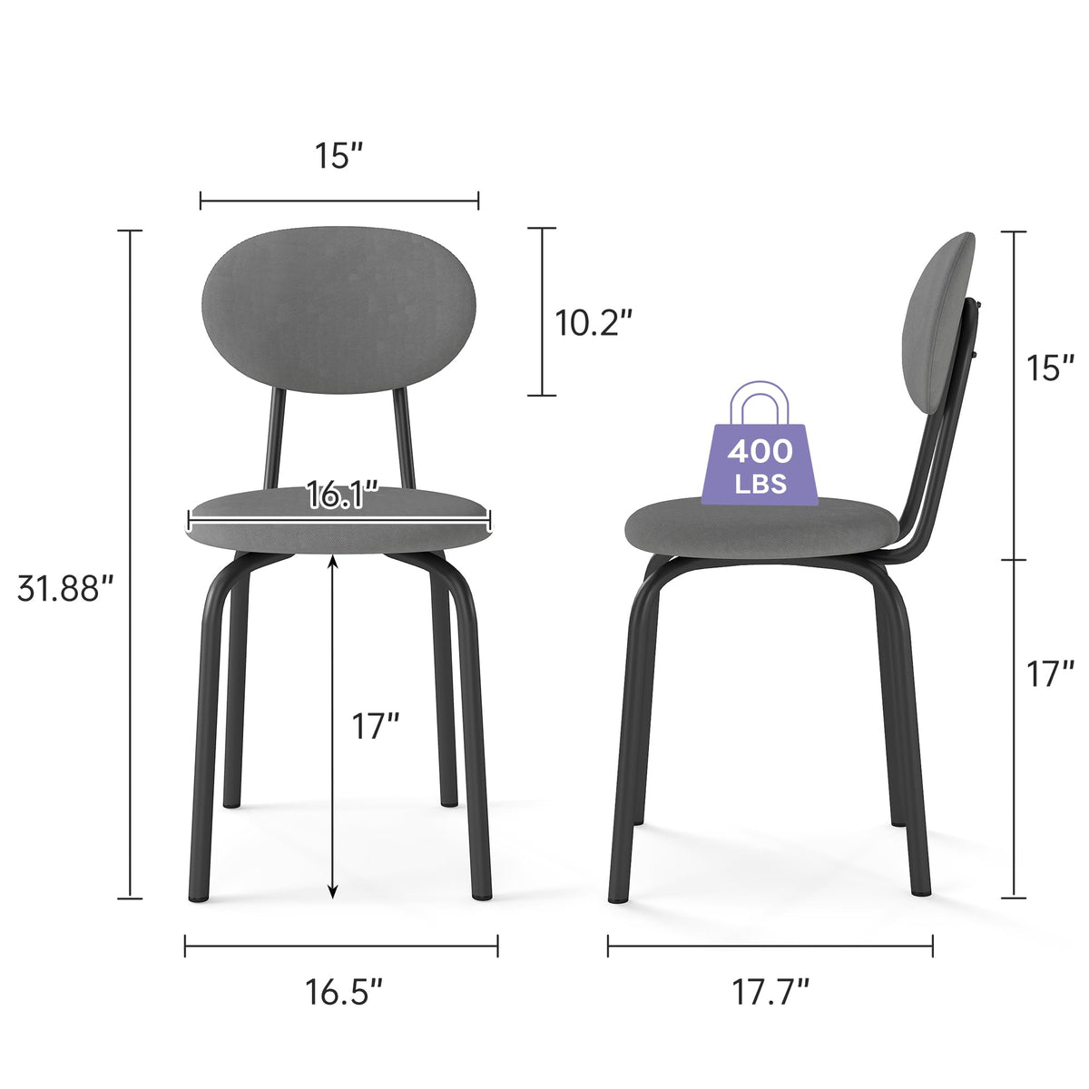 Stackable Dining Chairs Set of 4 Grey O375