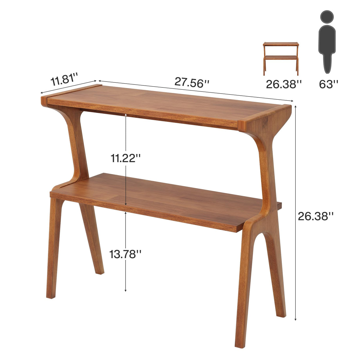 Wood 2-Tier End Table with Storage Shelves W70884