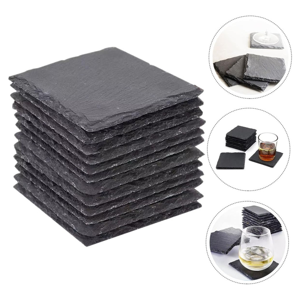 12pcs Natural Stone Coasters Non-Slip Drink Set J3479