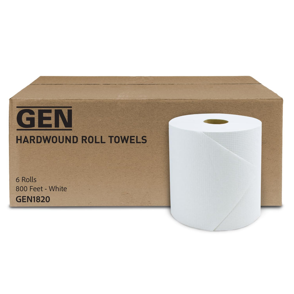 White Hardwound Roll Towels, 8-Inch x 800 ft, 6 Rolls D770