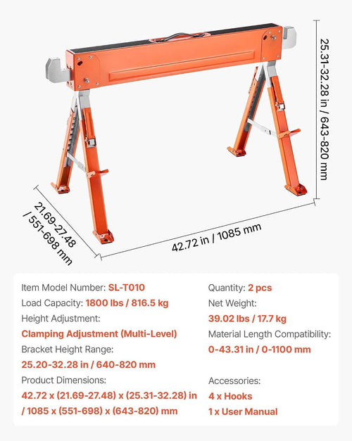 2-Pack Adjustable Folding Saw Horses D420834