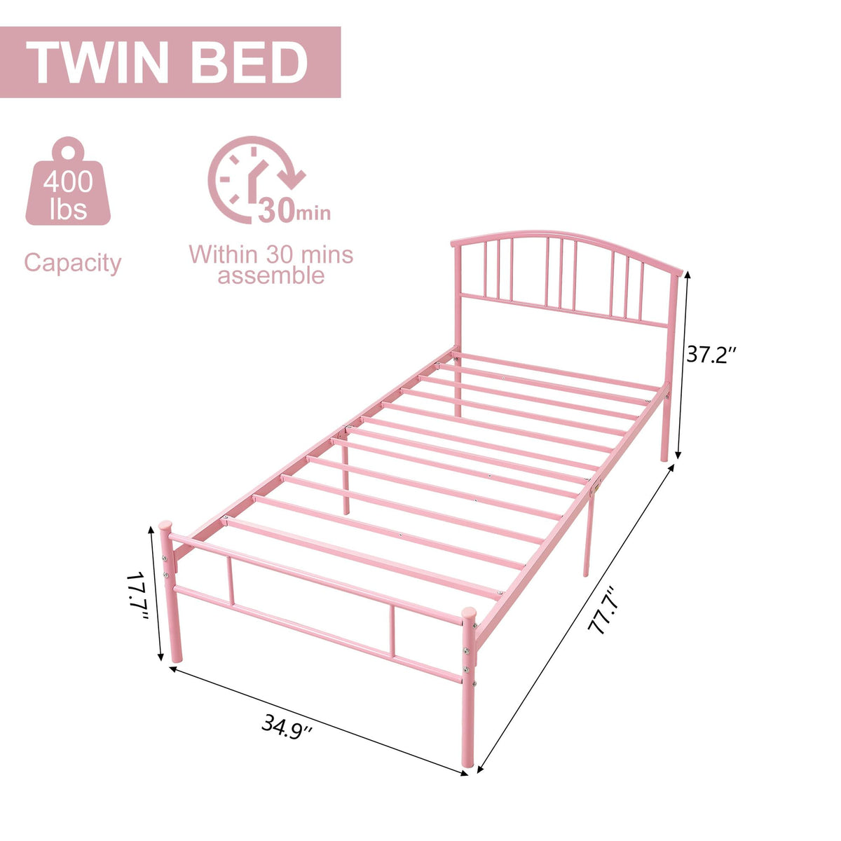 Twin Size Metal Bed Frame with Headboard and Footboard B663102