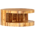 Sheesham Wood Round Coffee Table with Storage Shelf R600