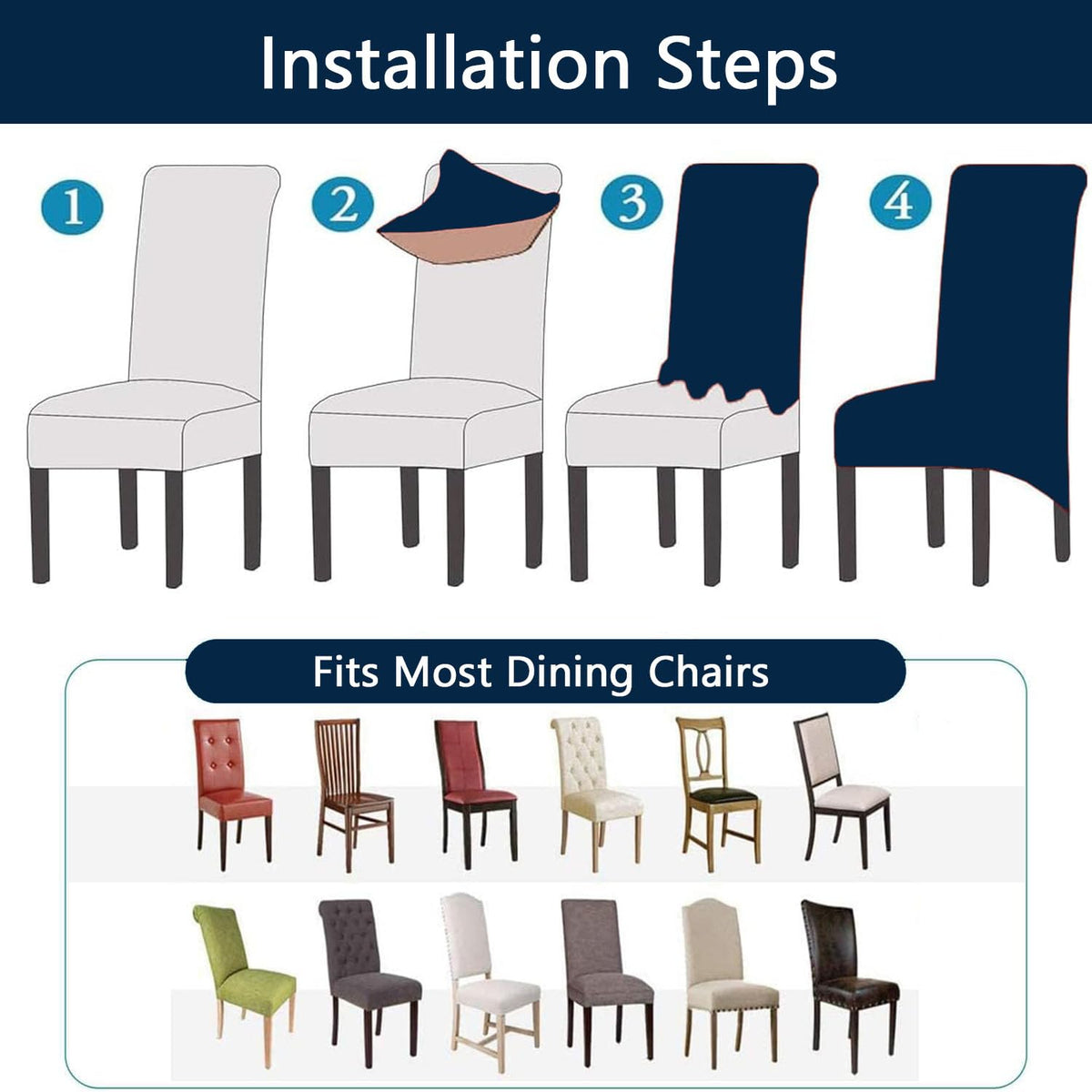 Waterproof PU Leather High Back Dining Chair Covers Set of 2 W797182
