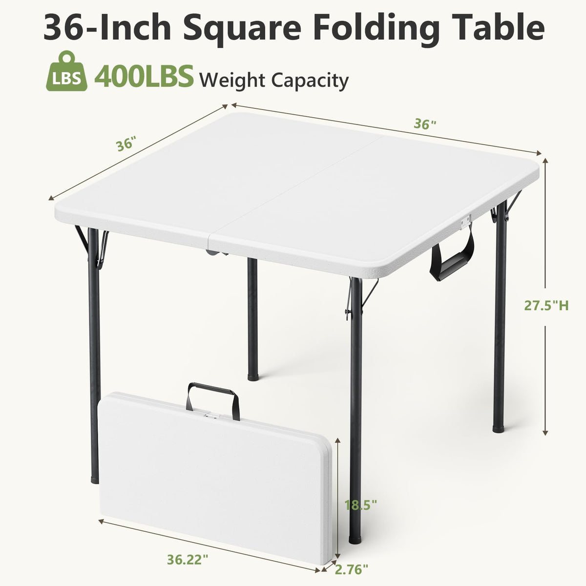 36 Inch Square Folding Card Table with Carrying Handle X4731