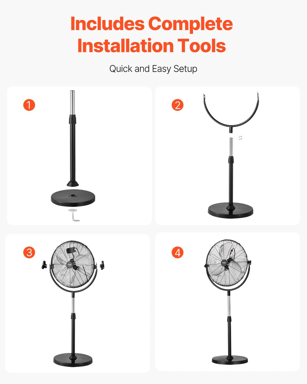 20 Inch 3 Speed Adjustable Height Pedestal Fan B15604