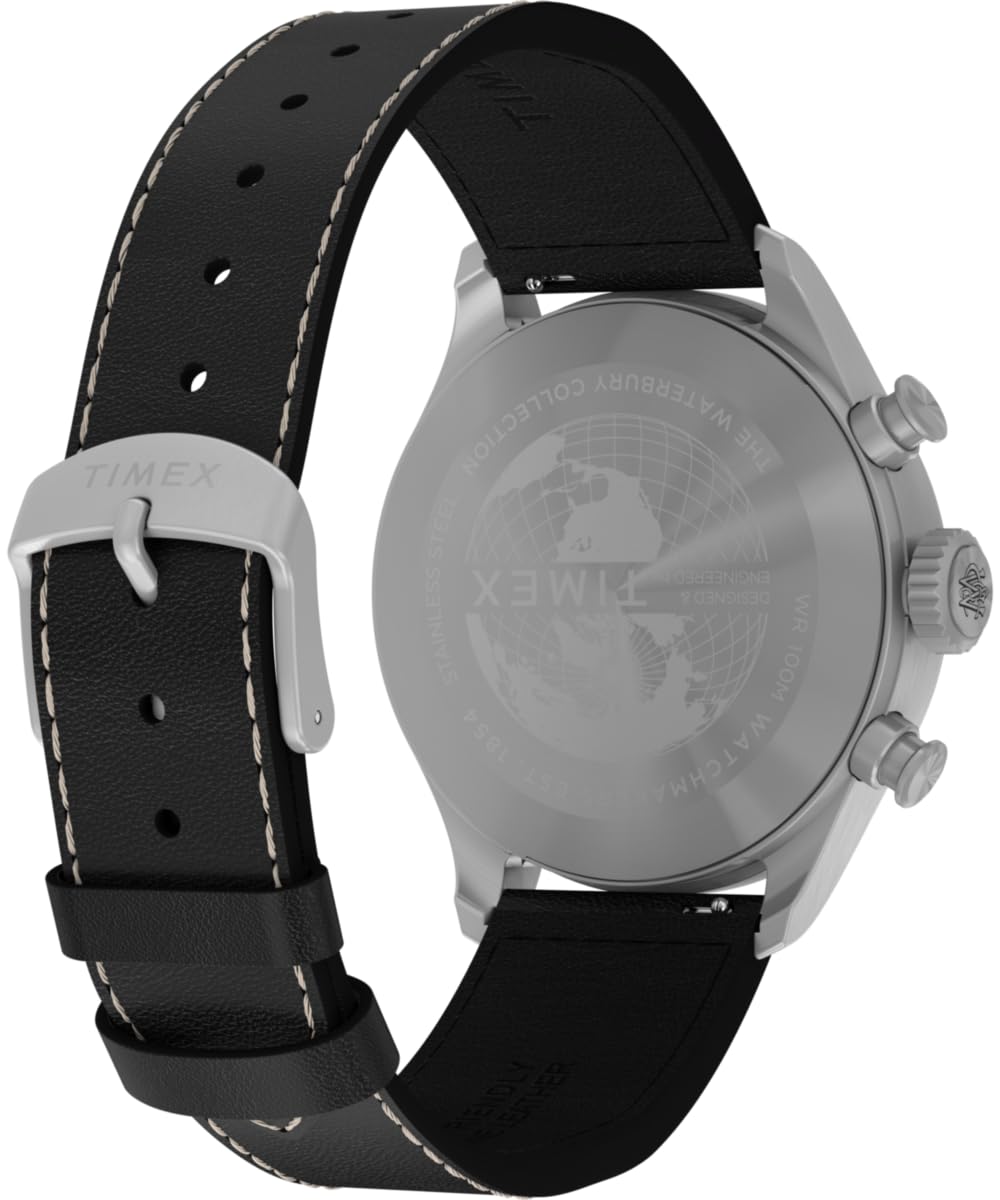 41 mm Quartz Watch Brown Leather Strap Black Dial Stainless Steel Case V662863