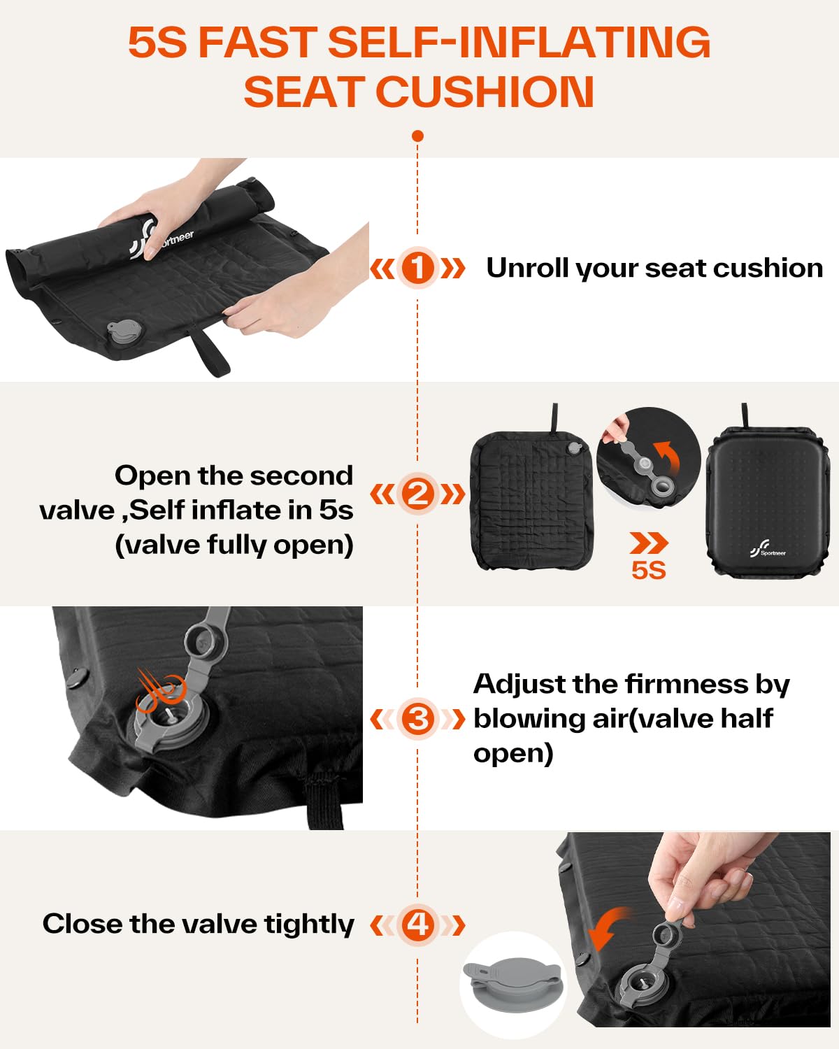 Inflatable Self-Inflating 2" High Rebound Foam Seat Cushion, 2 Pack X213587