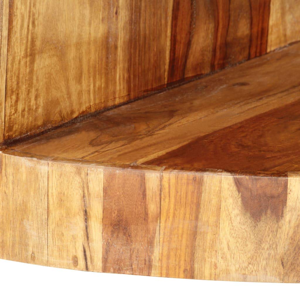 Sheesham Wood Round Coffee Table with Storage Shelf R600
