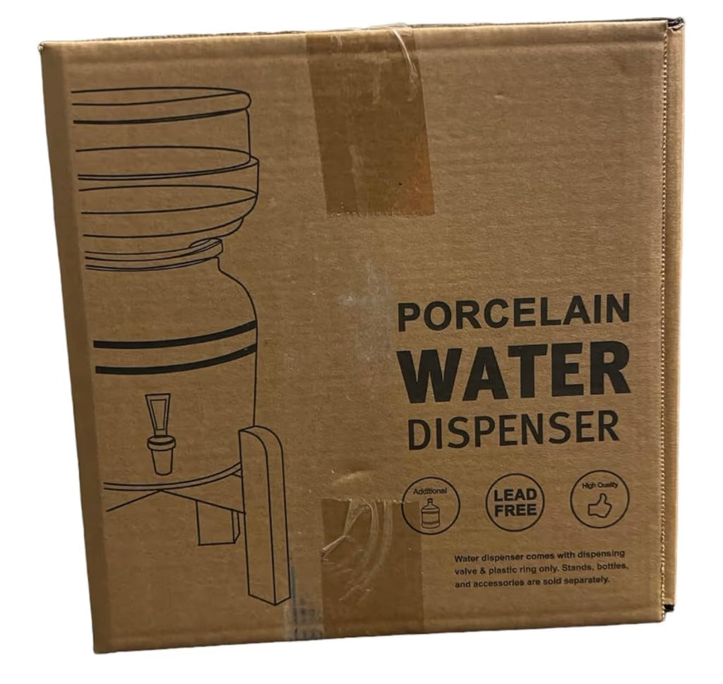 Porcelain Ceramic Water Dispenser with Faucet, Fits 3 to 5 Gallon Jugs, White L406
