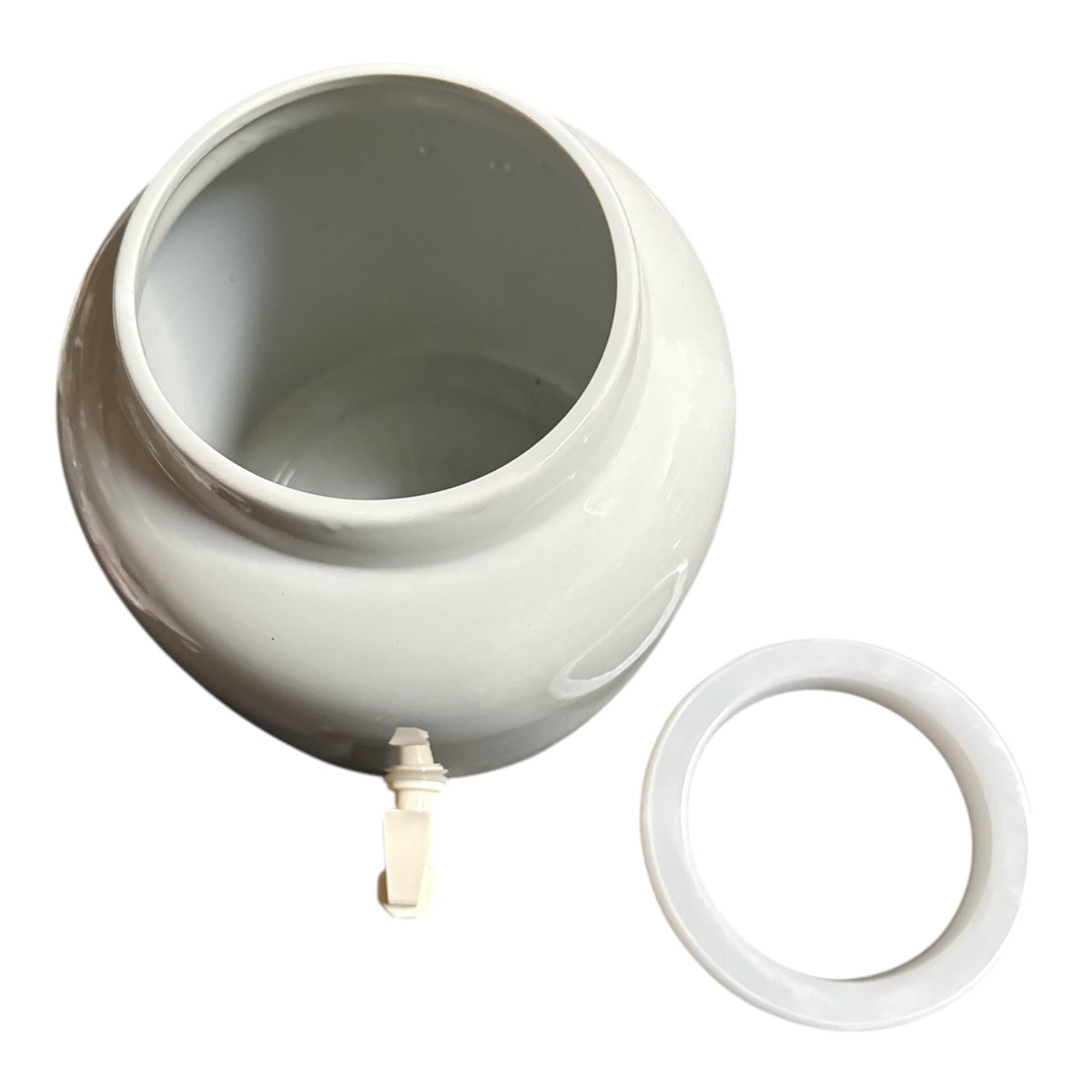 Porcelain Ceramic Water Dispenser with Faucet, Fits 3 to 5 Gallon Jugs, White L406