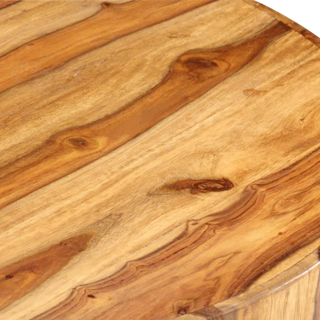 Sheesham Wood Round Coffee Table with Storage Shelf R600