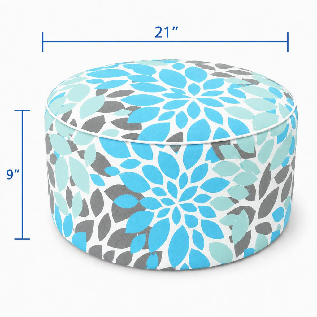 Inflatable Outdoor Ottoman 21"x21"x9", UV Fade Resistant Foot Stool, Portable Water Repellent with Carry Handle Teal I466