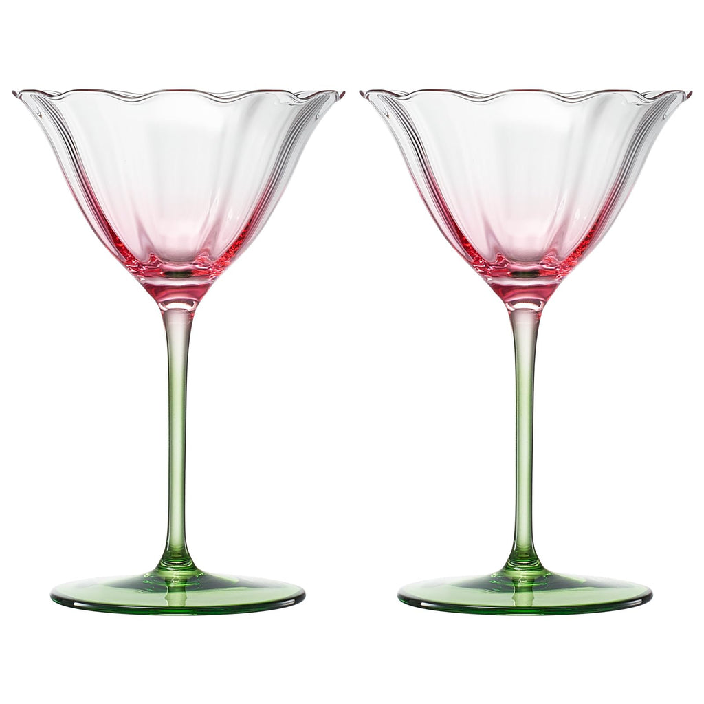 Pink Tulip Flower Cocktail Glasses 2 Set E166771