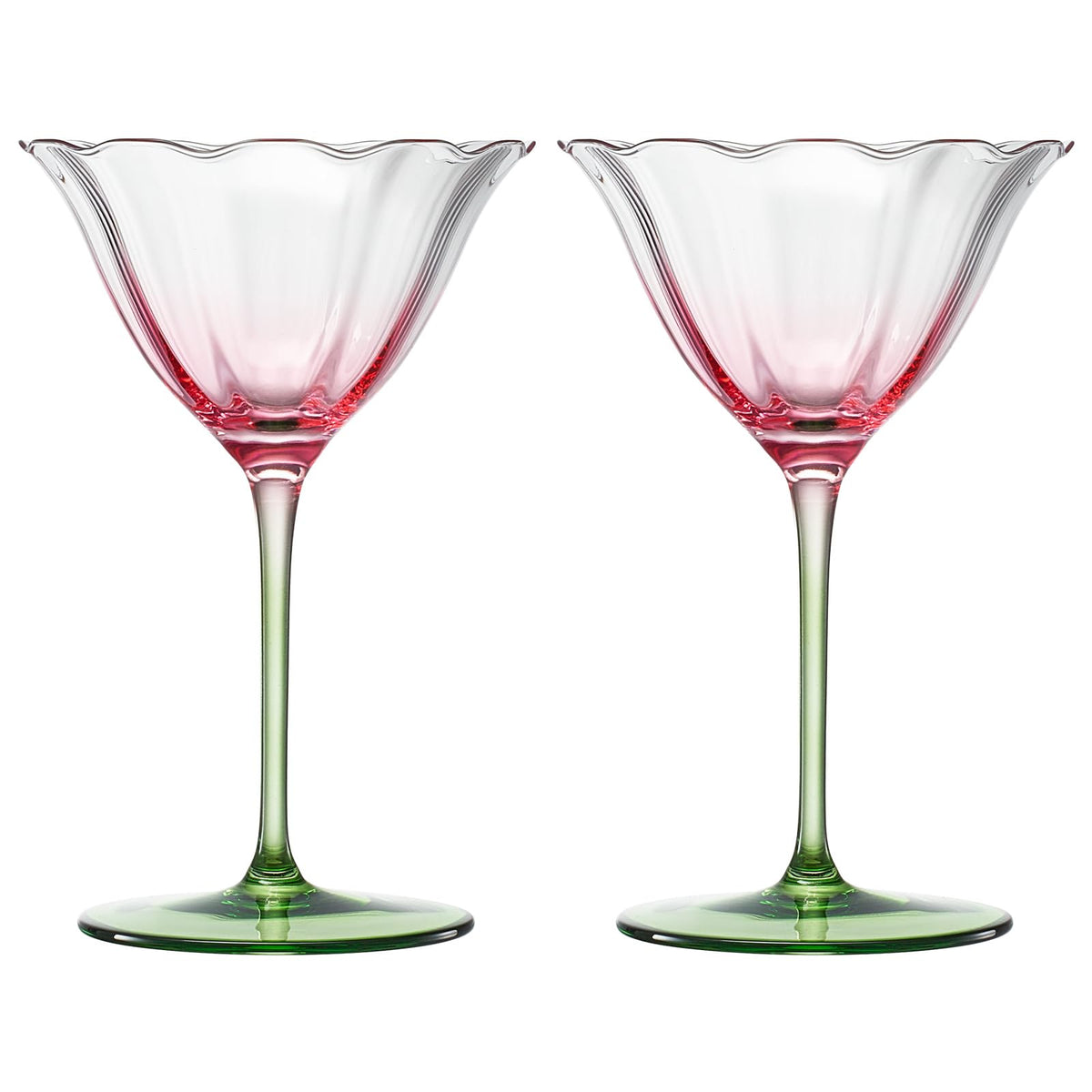 Pink Tulip Flower Cocktail Glasses 2 Set E166771