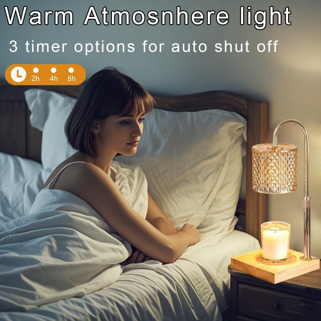 Flameless Candle Warmer Lamp with Timer, Dimmer, and Adjustable Height W670437