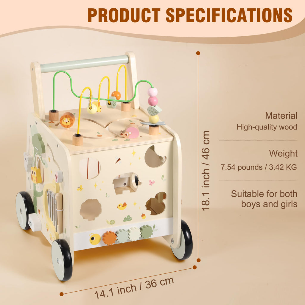 Wooden Activity Cube Push Walker J80179