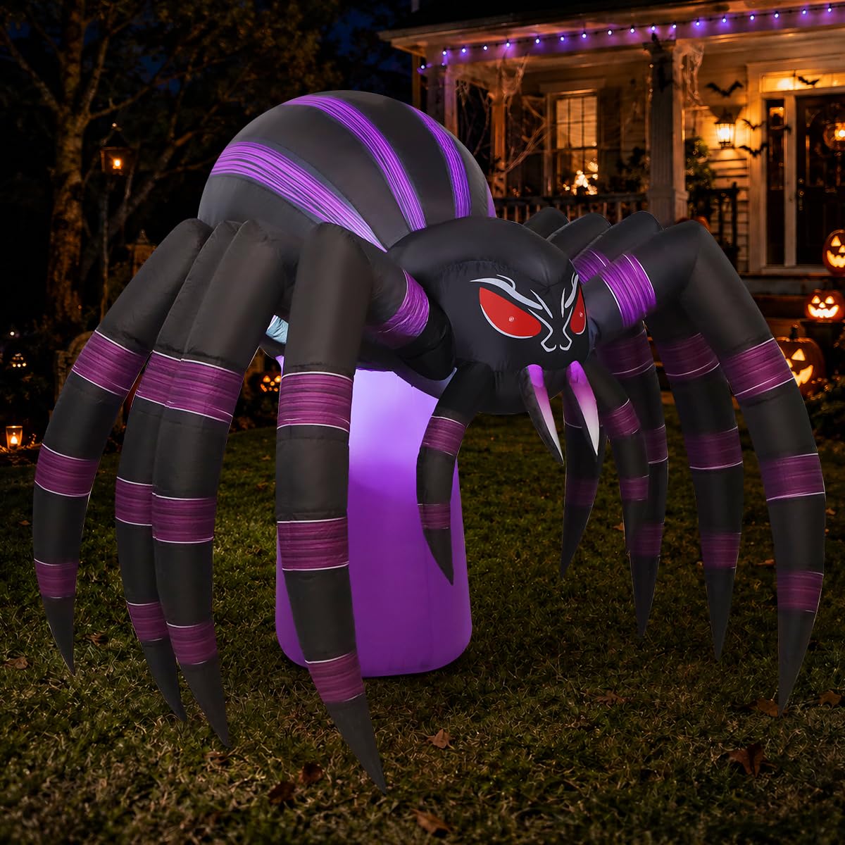 7 FT Inflatable Spider Outdoor Decoration with LED Lights D4964