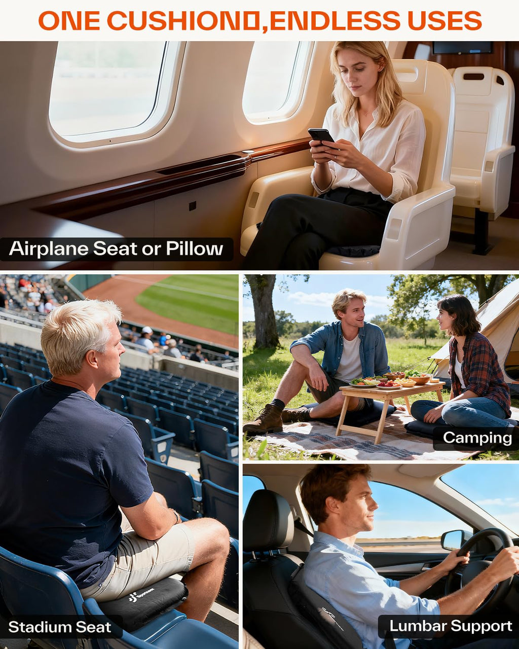 Inflatable Self-Inflating 2" High Rebound Foam Seat Cushion, 2 Pack X213587