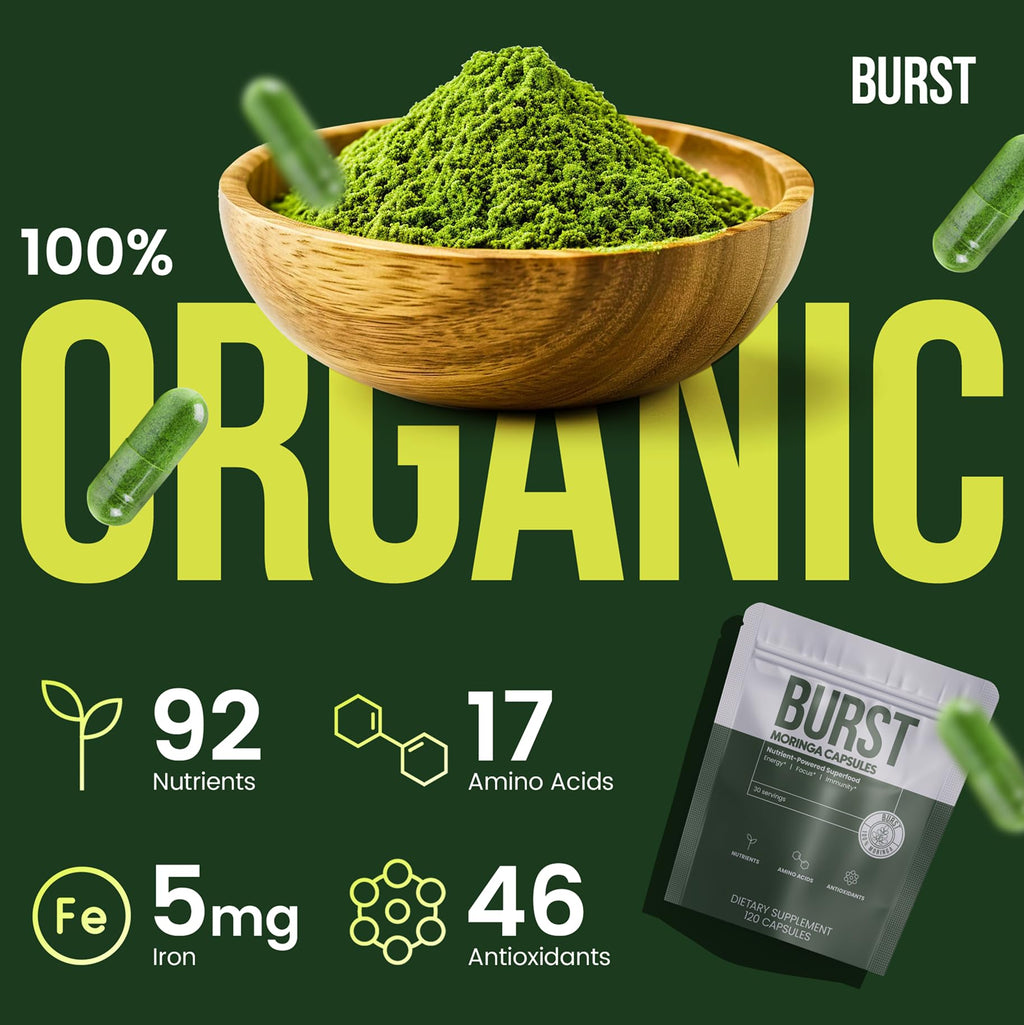 Organic Moringa Leaf Capsules 120 Ct I2538