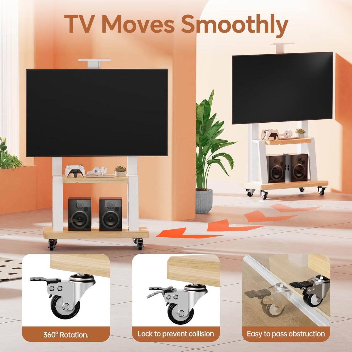 TV Stand on Wheels for 32-75 Inch TVs C644